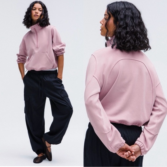 lululemon athletica Tops - NWT Lululemon Brushed Softstreme Ribbed Half‎ Zip Rose Blush Size 8